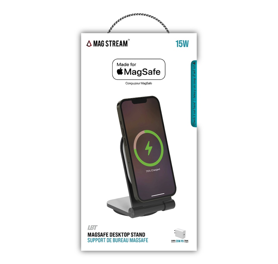 Image 713327.jpg, Product 713-327 / Price $84.99, Magstream Magsafe Desktop Wireless Charger With 20-Watt PD Adapter (midnight black) from LBT on TSC.ca's Electronics department