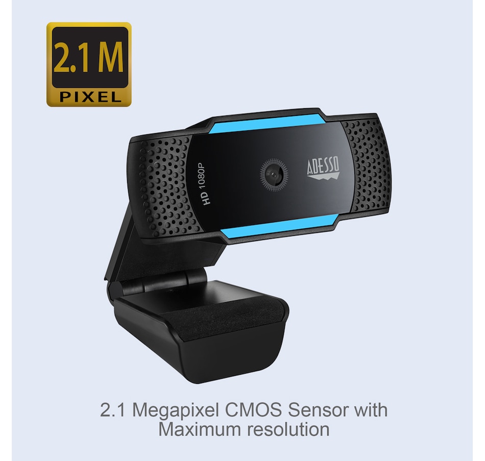 Image 713338_ALTMORE2.jpg, Product 713-338 / Price $89.99, Adesso 1080p (2.0 Megapixel) H.264 Auto Focus Webcam with Built-In Dual Microphone and Privacy Shutter from Adesso on TSC.ca's Electronics department