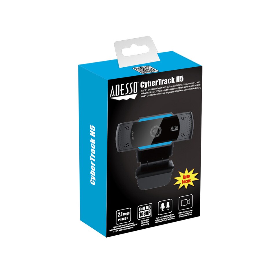 Image 713338_ALTMORE6.jpg, Product 713-338 / Price $89.99, Adesso 1080p (2.0 Megapixel) H.264 Auto Focus Webcam with Built-In Dual Microphone and Privacy Shutter from Adesso on TSC.ca's Electronics department