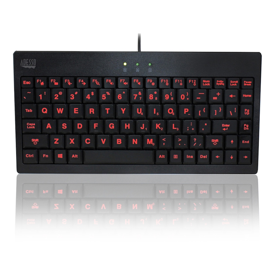 Image 713342_ALTMORE3.jpg, Product 713-342 / Price $59.99, Adesso 3-Colour Illuminated 2x Large Print Mini Keyboard from Adesso on TSC.ca's Electronics department