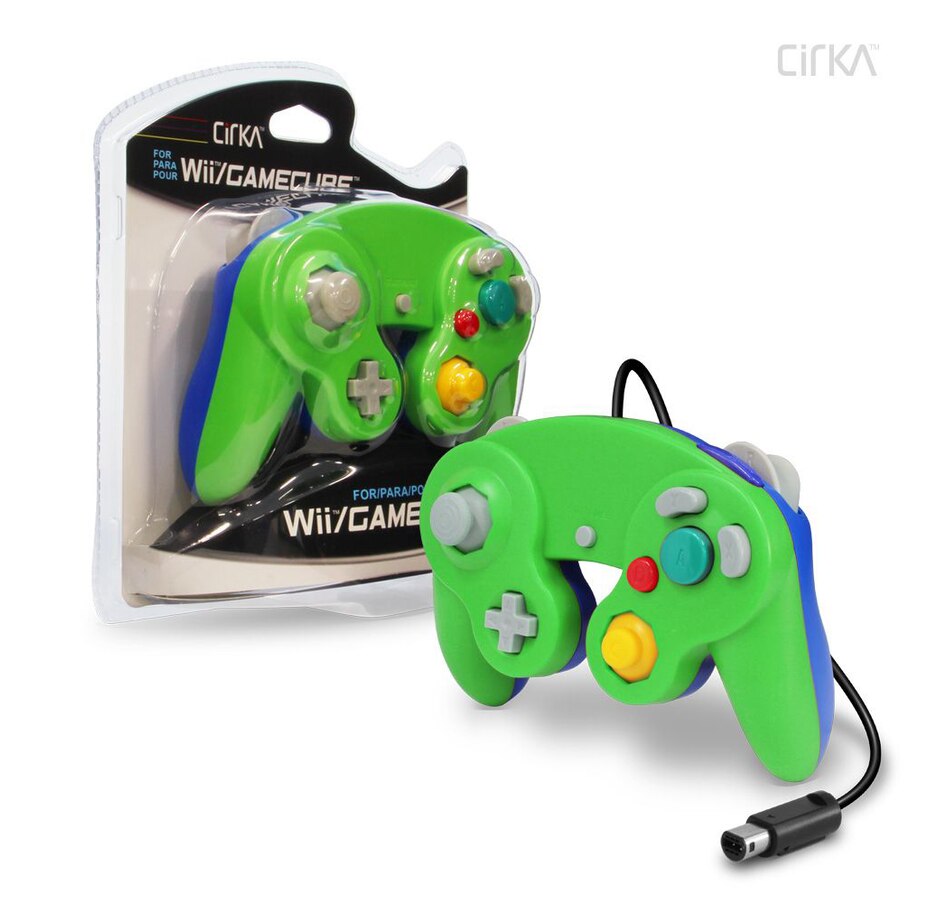 Image 713379.jpg, Product 713-379 / Price $19.99, CirKa Wired Controller for GameCube/Wii (Green/Blue) on TSC.ca's Toys & Hobbies department