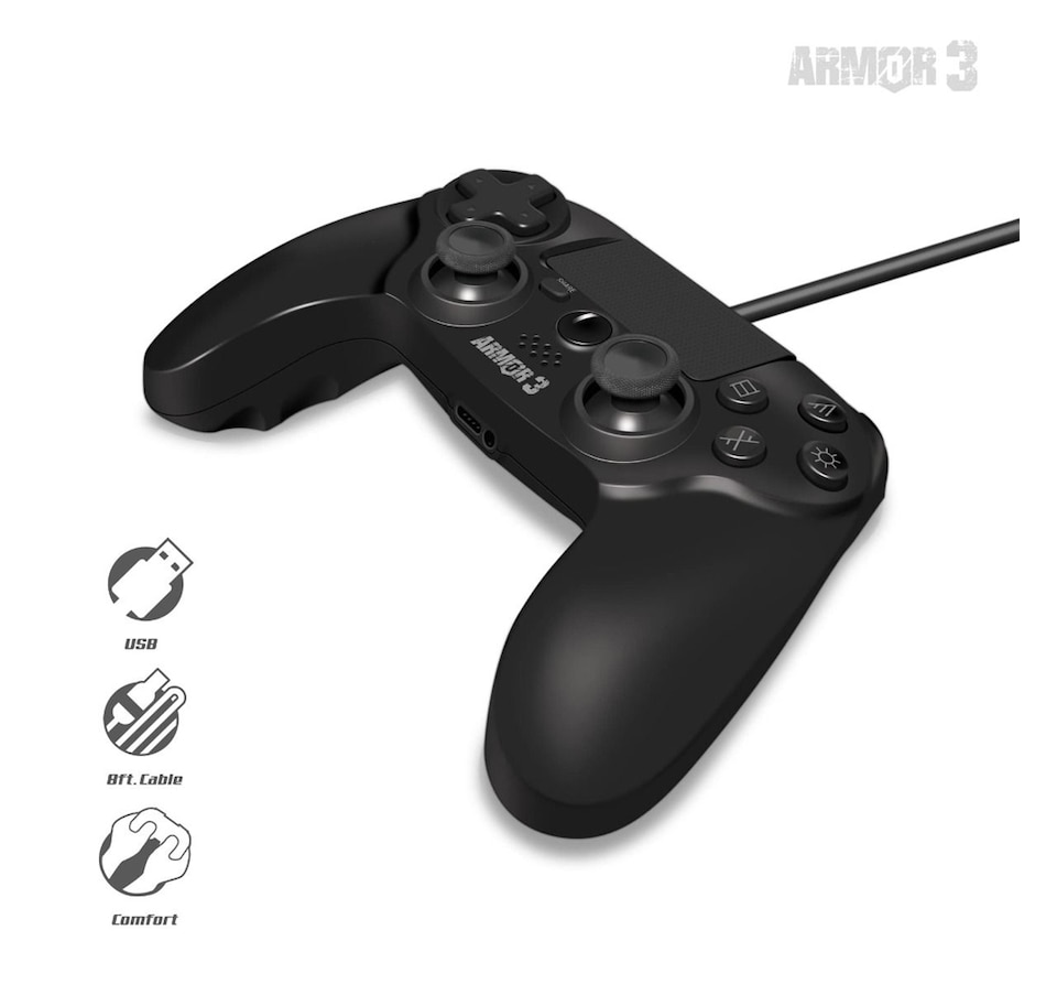 Image 713382_ALTMORE2.jpg, Product 713-382 / Price $44.99, Wired Game Controller for PS4/PC/Mac (Black) Armor3 on TSC.ca's Toys & Hobbies department