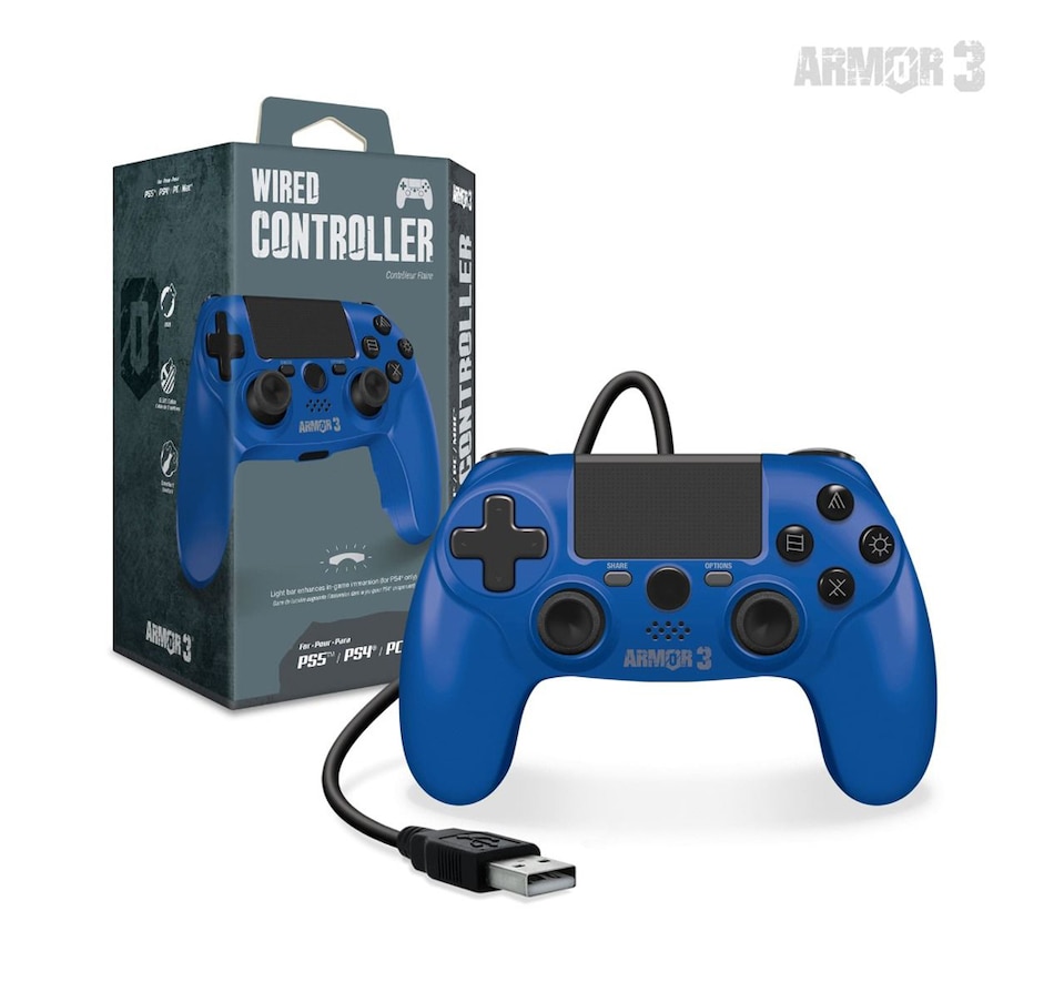 Image 713382_BLU.jpg, Product 713-382 / Price $44.99, Wired Game Controller for PS4/PC/Mac (Black) Armor3 on TSC.ca's Toys & Hobbies department