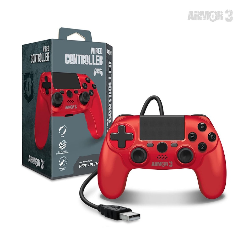 Image 713382_RED.jpg, Product 713-382 / Price $44.99, Wired Game Controller for PS4/PC/Mac (Black) Armor3 on TSC.ca's Toys & Hobbies department