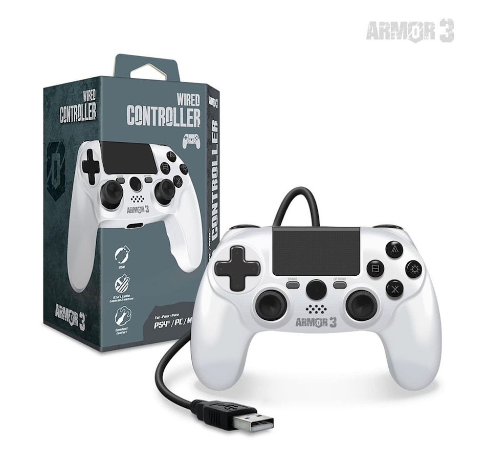 Image 713382_WHT.jpg, Product 713-382 / Price $44.99, Wired Game Controller for PS4/PC/Mac (Black) Armor3 on TSC.ca's Toys & Hobbies department