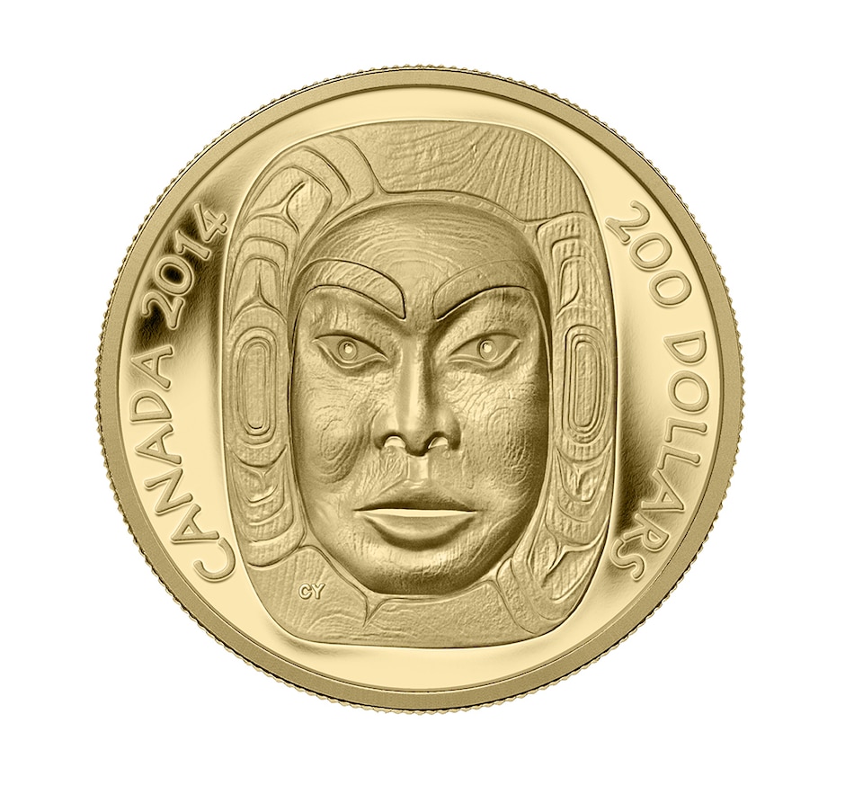 Image 713621_ALTMORE1.jpg, Product 713-621 / Price $3,999.95, 2014 $200 .99999 Gold Haida Moon Mask Coin Pure Gold Ultra-High-Relief Coin from Royal Canadian Mint (RCM) on TSC.ca's Coins department