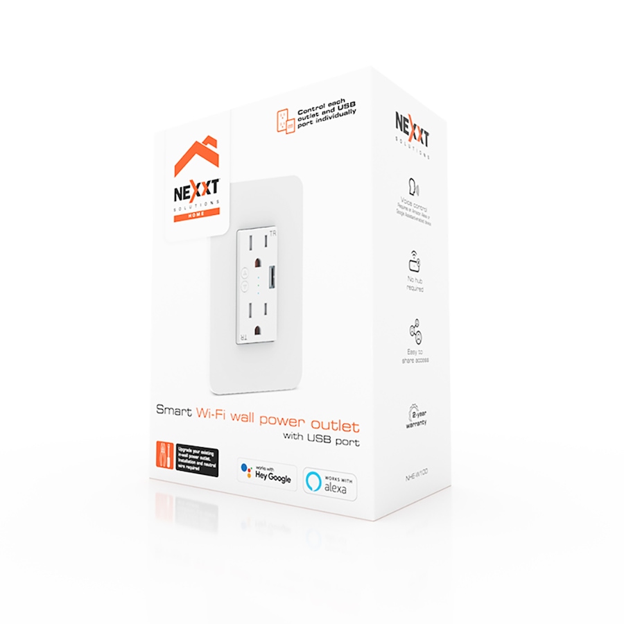 Image 713729_ALTMORE5.jpg, Product 713-729 / Price $39.99, Nexxt Smart Home Wi-Fi Wall Power Outlet with 1 USB-A Port from Nexxt on TSC.ca's Electronics department