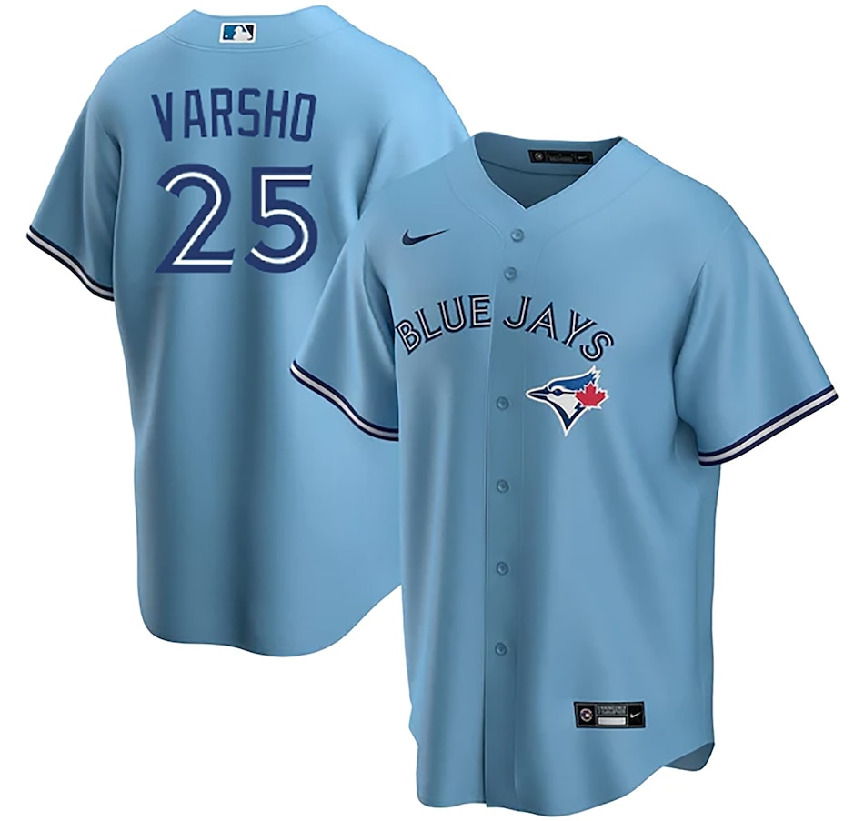 Image 713831.jpg, Product 713-831 / Price $249.99, Men's Toronto Blue Jays Daulton Varsho MLB Player Jersey (powder blue) from Fanatics on TSC.ca's Health & Fitness department