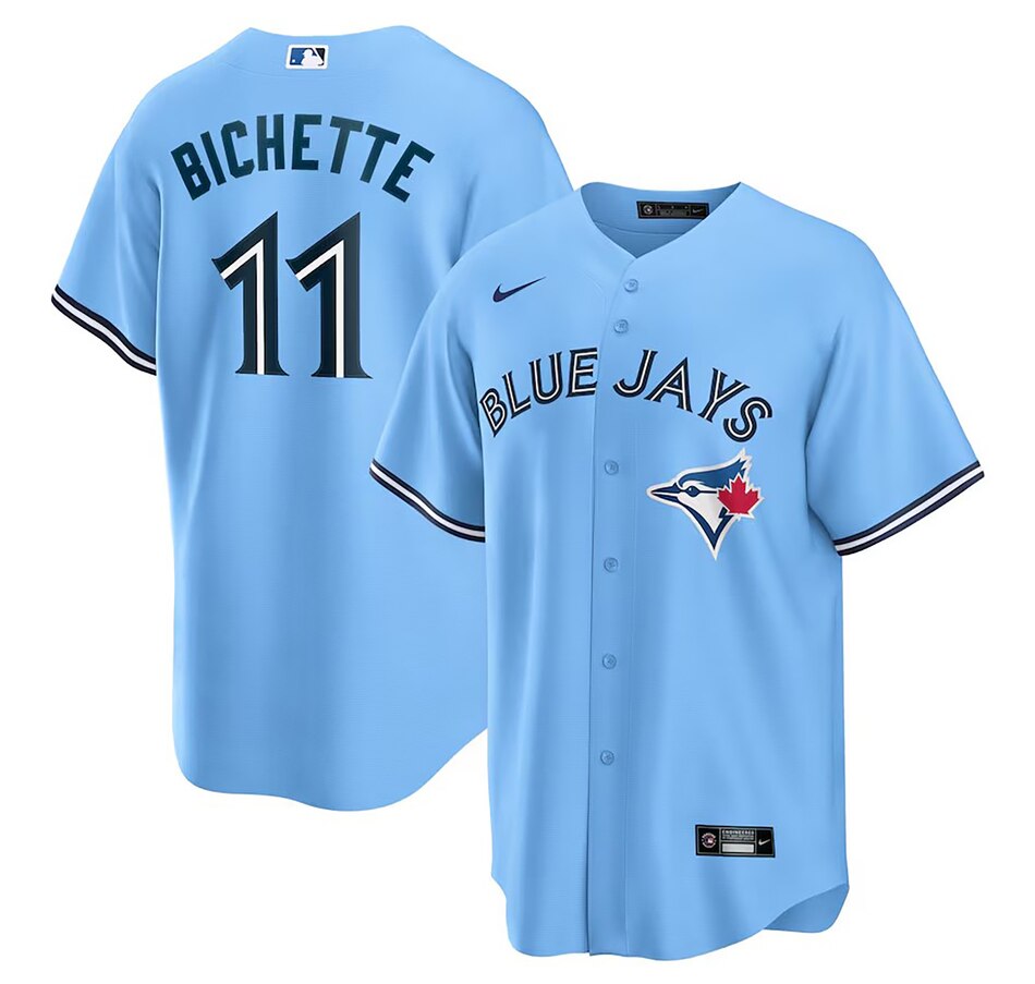 Image 713833.jpg, Product 713-833 / Price $249.99, Men's Toronto Blue Jays Bo Bichette MLB Player Jersey (powder blue) from Fanatics on TSC.ca's Health & Fitness department