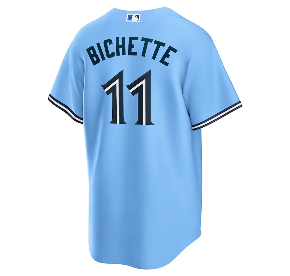 Image 713833_ALTMORE2.jpg, Product 713-833 / Price $249.99, Men's Toronto Blue Jays Bo Bichette MLB Player Jersey (powder blue) from Fanatics on TSC.ca's Health & Fitness department