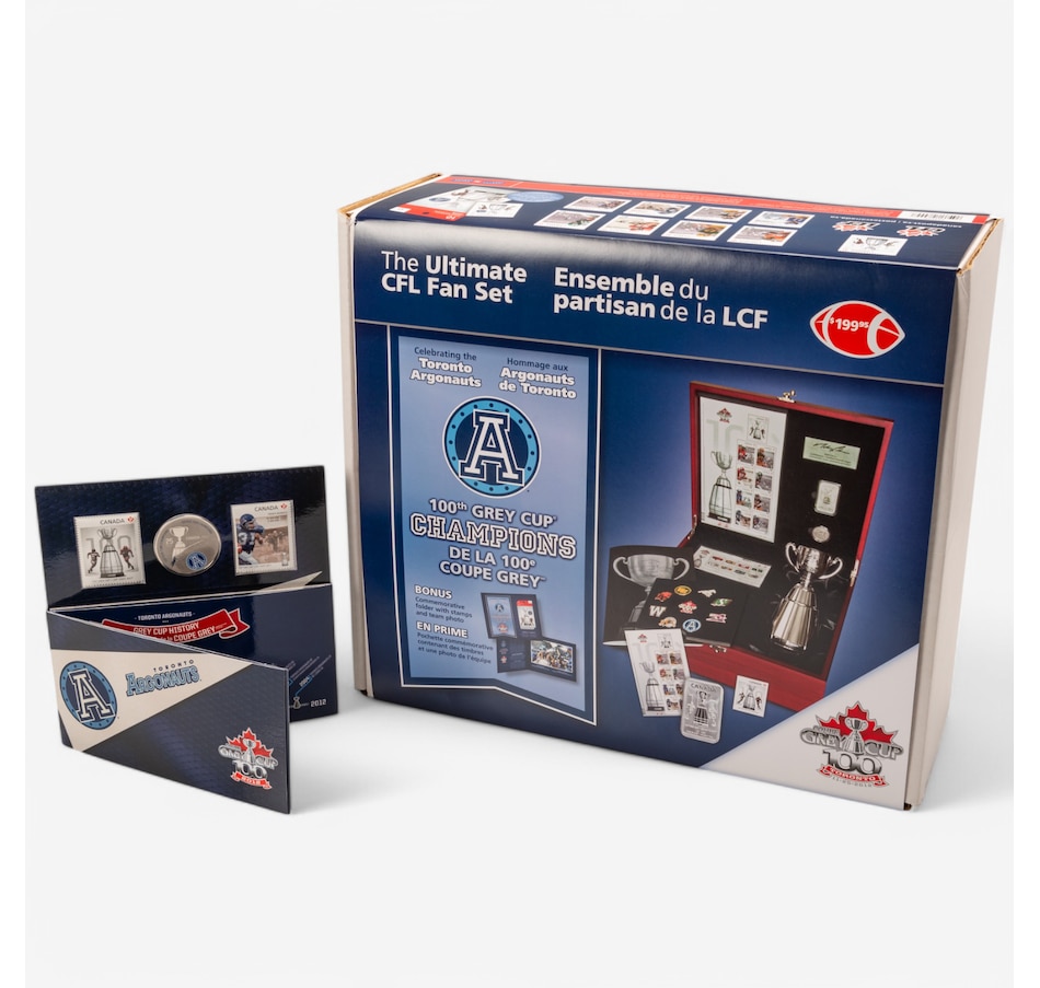 Image 713940.jpg, Product 713-940 / Price $225.90, Celebrating Canadian Football RCM and Canada Post Ultimate Fan Issue plus Toronto Argonauts Coin and Stamp Set from Royal Canadian Mint (RCM) on TSC.ca's Coins department