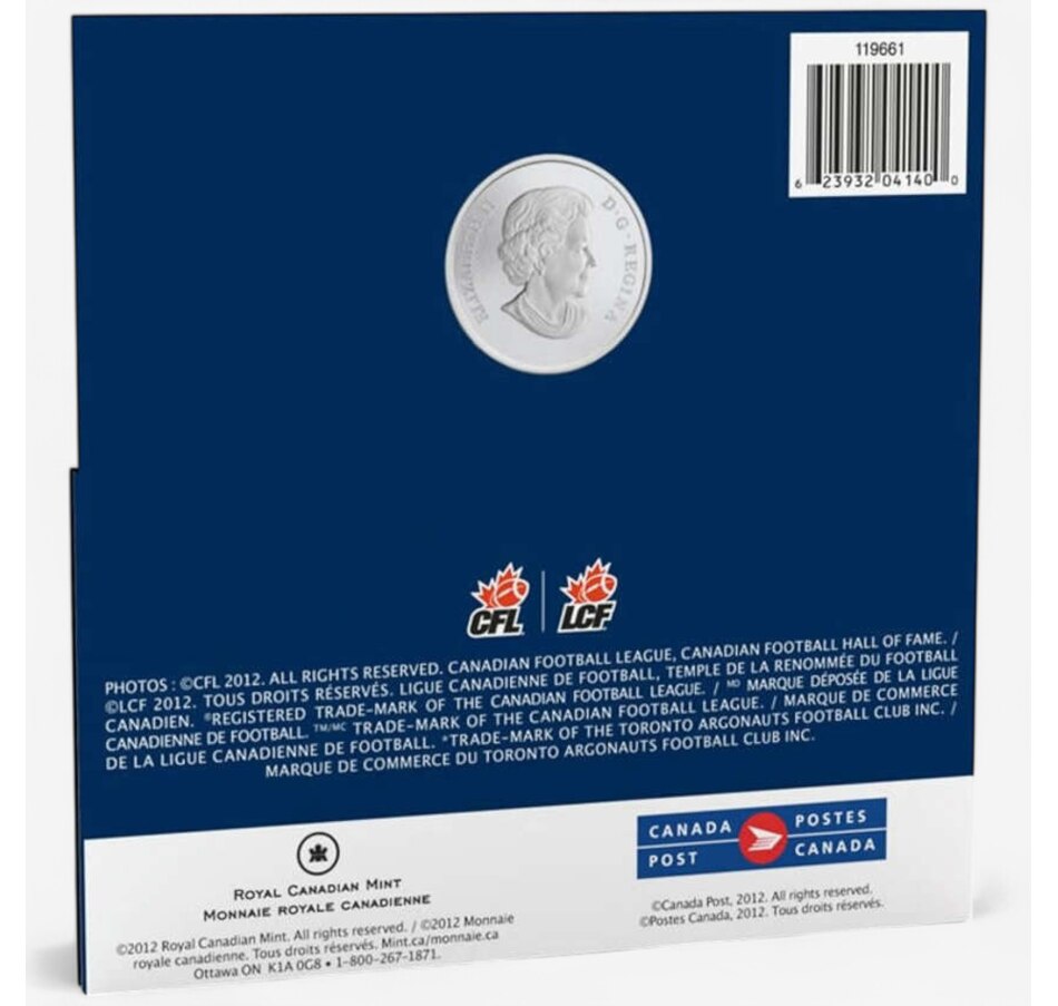 Image 713940_ALTMORE10.jpg, Product 713-940 / Price $225.90, Celebrating Canadian Football RCM and Canada Post Ultimate Fan Issue plus Toronto Argonauts Coin and Stamp Set from Royal Canadian Mint (RCM) on TSC.ca's Coins department