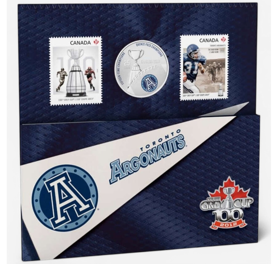 Image 713940_ALTMORE7.jpg, Product 713-940 / Price $225.90, Celebrating Canadian Football RCM and Canada Post Ultimate Fan Issue plus Toronto Argonauts Coin and Stamp Set from Royal Canadian Mint (RCM) on TSC.ca's Coins department