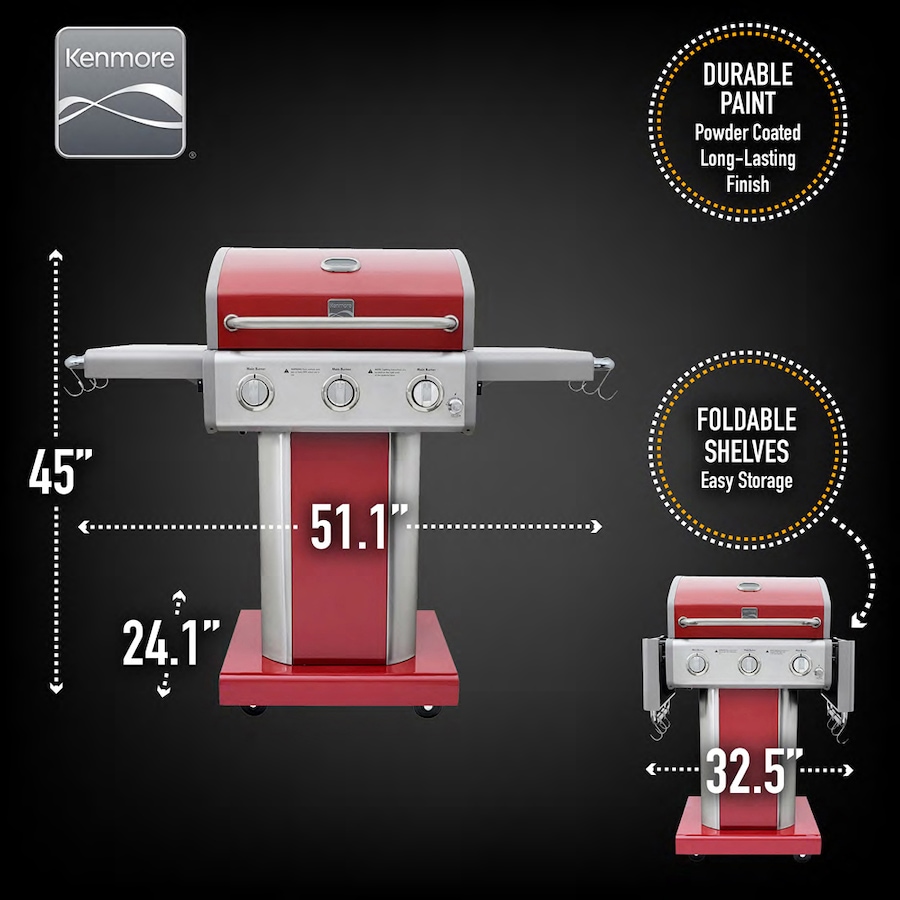 Image 714017_ALTMORE2.jpg, Product 714-017 / Price $649.99, Kenmore 3-Burner Pedestal Gas Grill from Kenmore on TSC.ca's Home & Garden department