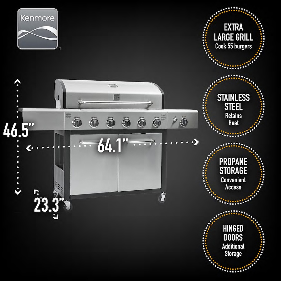Image 714022_ALTMORE3.jpg, Product 714-022 / Price $999.99, Kenmore 6-Burner Extra Large Propane Grill Plus Side Burner from Kenmore on TSC.ca's Home & Garden department