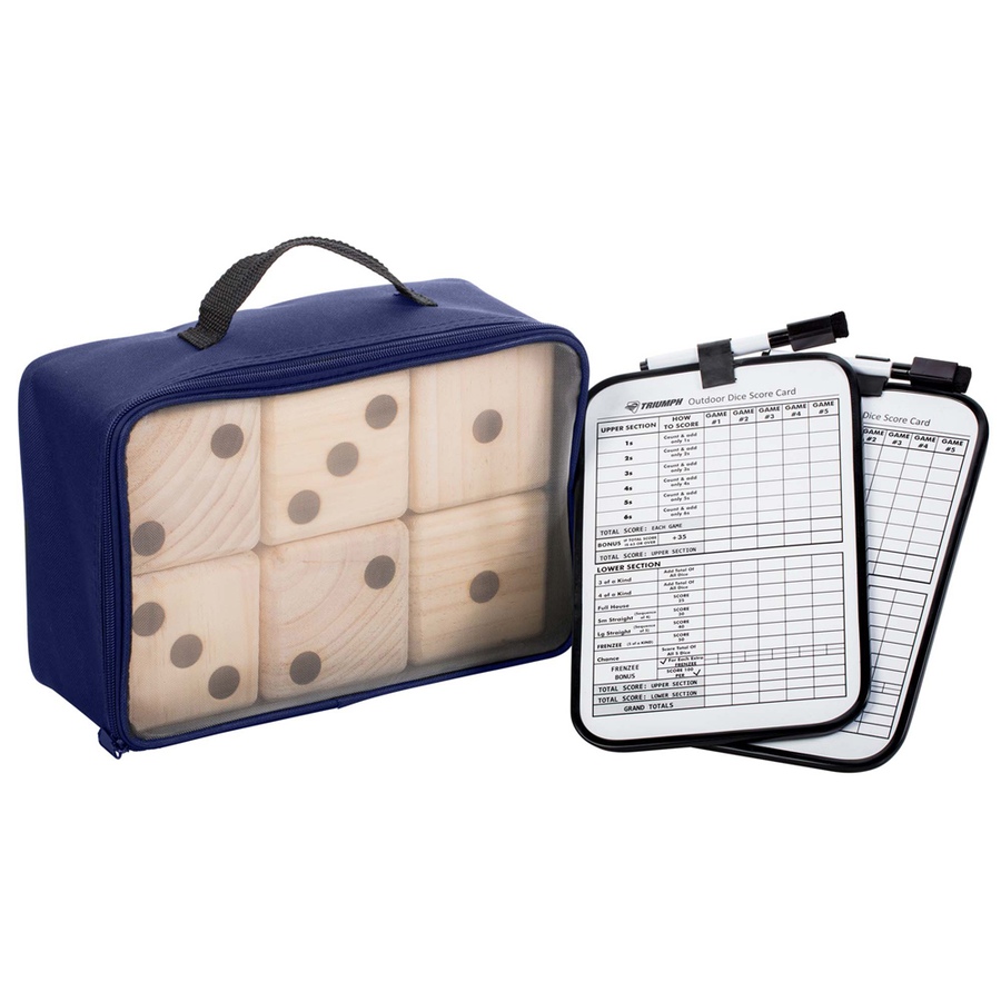 Image 714037.jpg, Product 714-037 / Price $54.99, Triumph Giant Wooden Lawn Dice - Includes 6 Large Lawn Dice, Dry-Erase Scorecards, Markers and Carry Bag from Triumph on TSC.ca's Home & Garden department