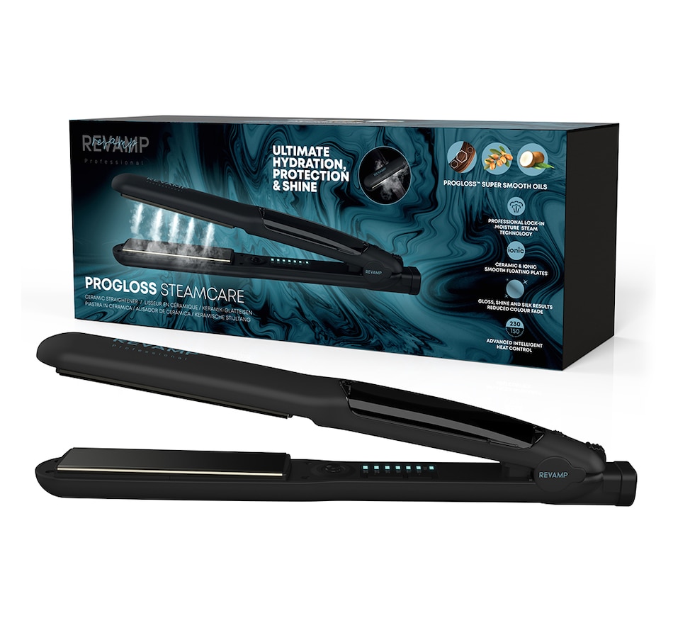 Image 714242_ALTMORE4.jpg, Product 714-242 / Price $139.99, Revamp Progloss Steamcare Ceramic Hair Straightener from Revamp on TSC.ca's Beauty department