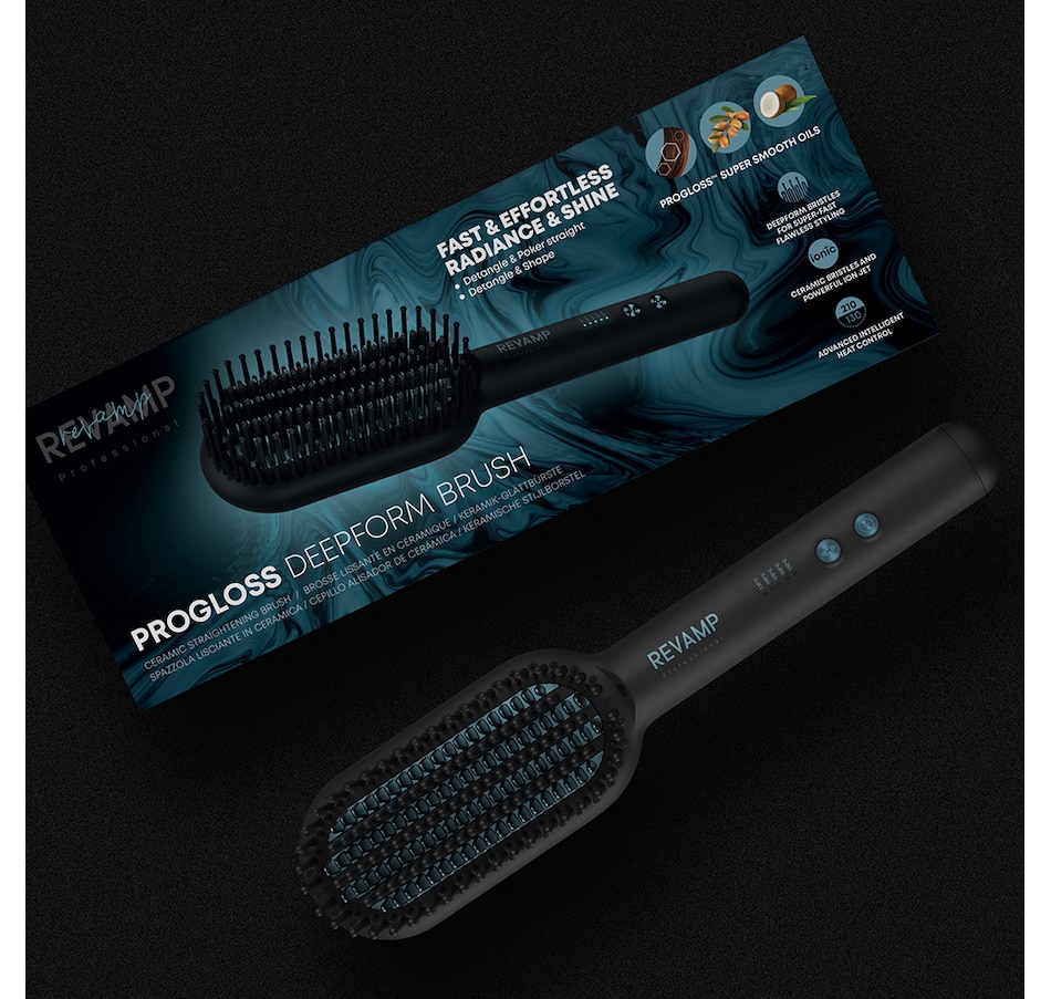 Image 714244_ALTMORE16.jpg, Product 714-244 / Price $139.99, Revamp Progloss Deepform Ceramic Straightening Brush from Revamp on TSC.ca's Beauty department