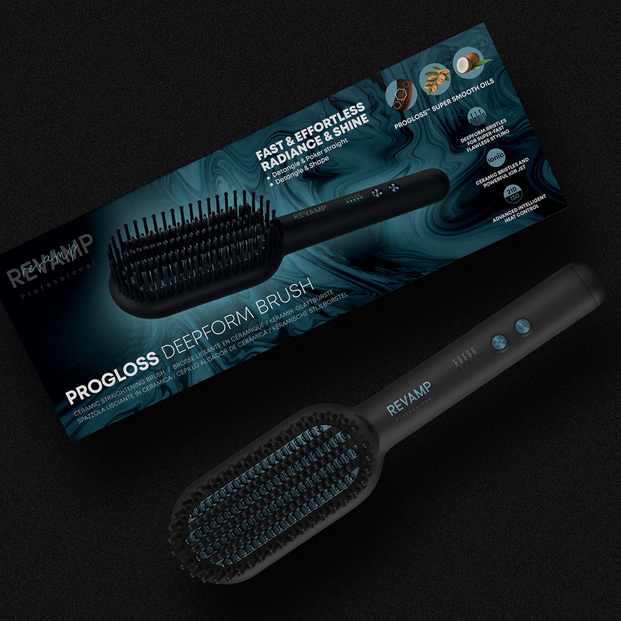 Image 714244_ALTMORE16.jpg, Product 714-244 / Price $139.99, Revamp Progloss Deepform Ceramic Straightening Brush from Revamp on TSC.ca's Beauty department