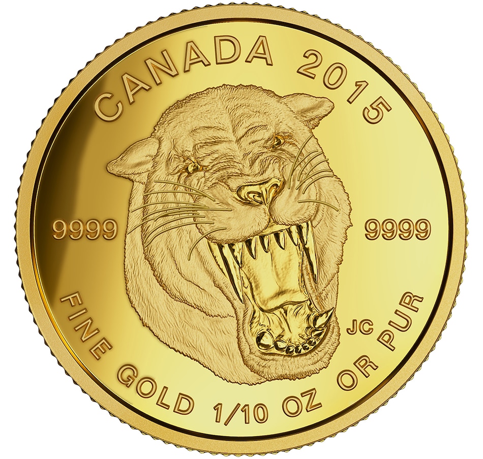 Image 714349.jpg, Product 714-349 / Price $389.95, Canada 2015 $5 Fine Gold Scimitar Sabre-Tooth Cat Coin from Royal Canadian Mint on TSC.ca's Coins department