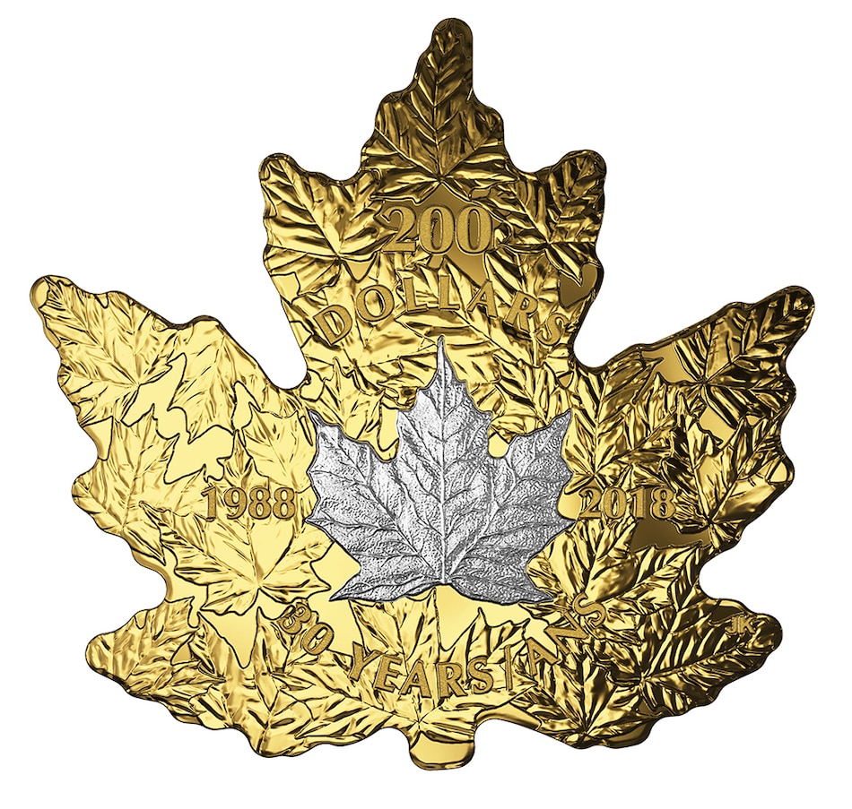 Image 714373.jpg, Product 714-373 / Price $4,299.95, 2018 $200 30th Anniversary Of The Platinum Maple Leaf- Pure Gold Coin from Royal Canadian Mint (RCM) on TSC.ca's Coins department