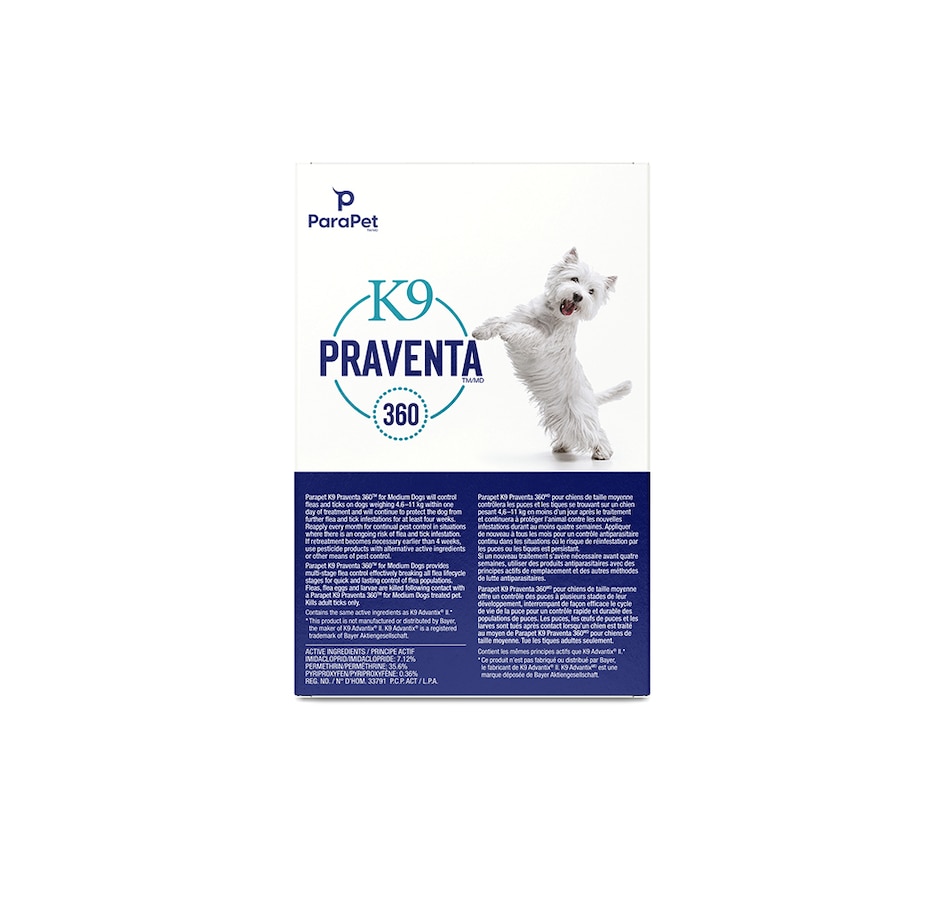 Image 714736_ALTMORE2.jpg, Product 714-736 / Price $58.99, Parapet K9 Praventa 360 Flea & Tick Topical Treatment - Medium Dogs 4.6kg to 11kg - 3 Months from Parapet on TSC.ca's Home & Garden department