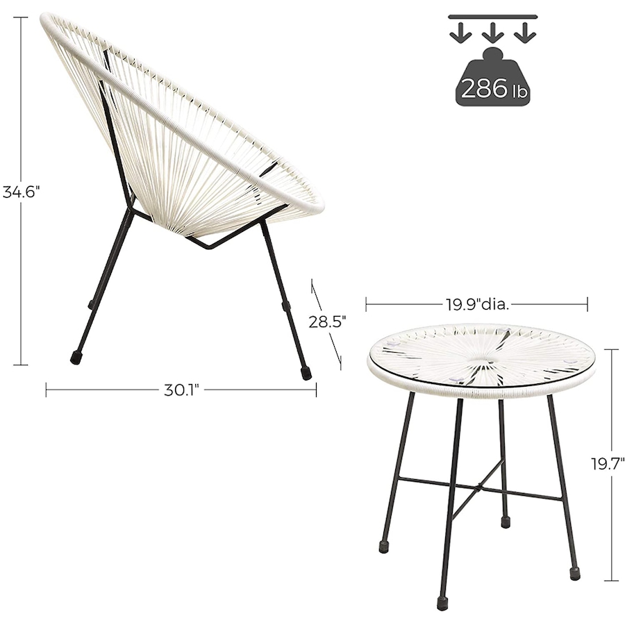 Image 714757_ALTMORE4.jpg, Product 714-757 / Price $429.99, Songmics 3-Piece Acapulco Patio Furniture Set (white) from Songmics on TSC.ca's Home & Garden department