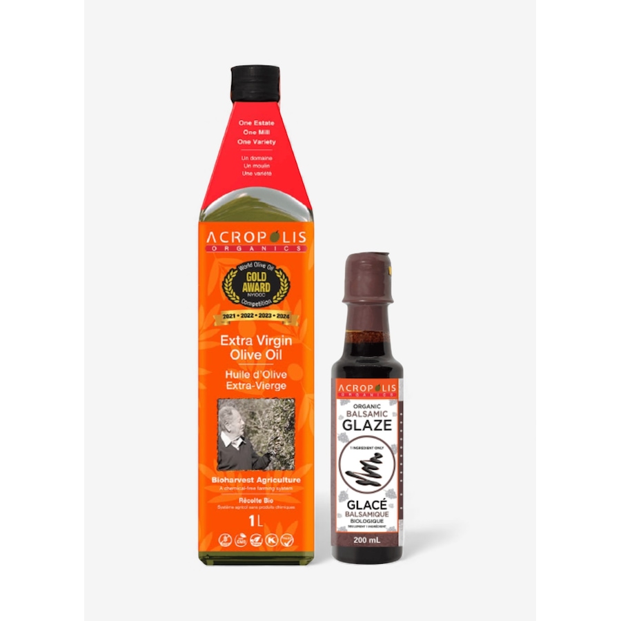 Image 714877.jpg, Product 714-877 / Price $59.99, Acropolis Organics - 1 Litre EVOO and Organic Balsamic Glaze from Acropolis Organics on TSC.ca's Kitchen department