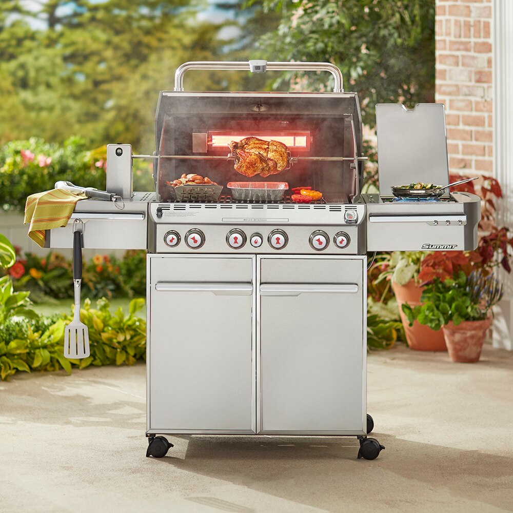 Home Garden Outdoor Living Outdoor Dining Entertaining BBQ Smokers Weber Summit E 470 Gas Grill Stainless Steel Liquid Propane TSC Online Shopping for Canadians