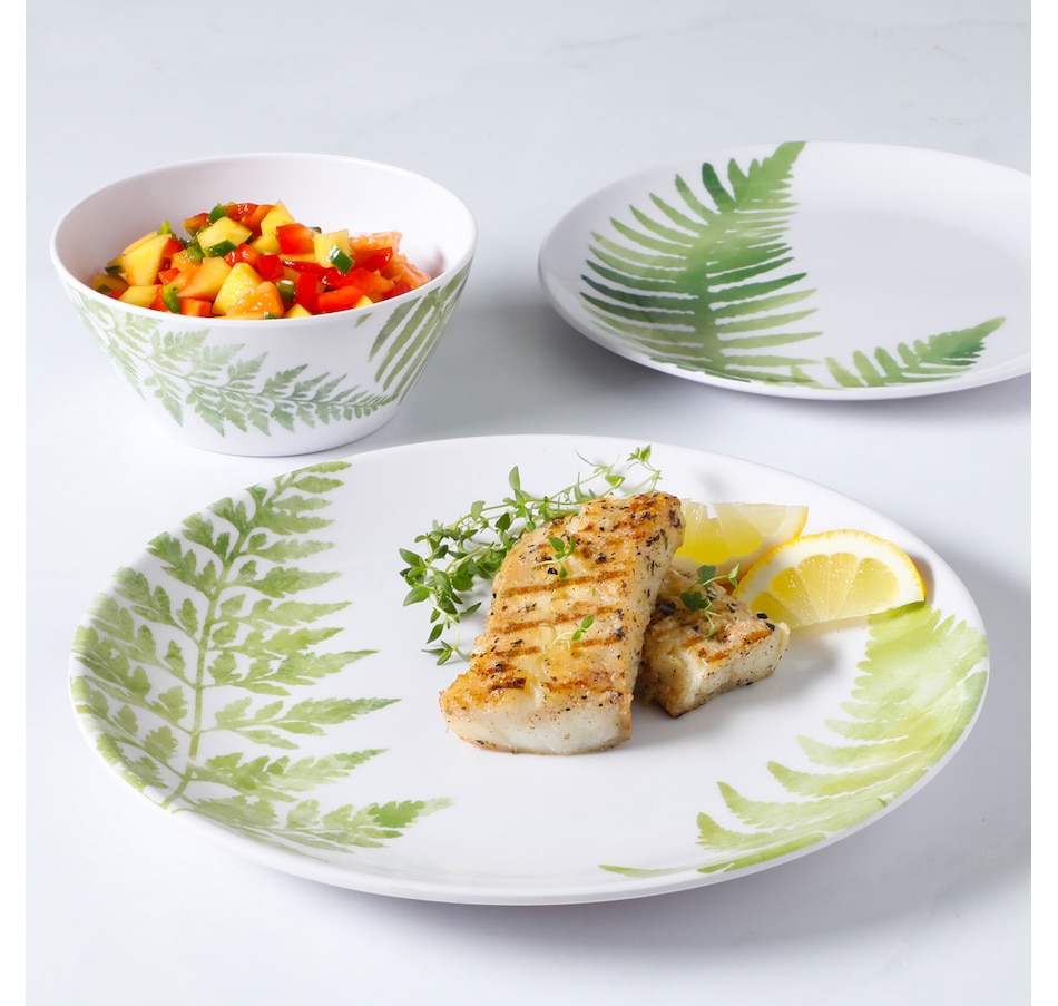 Image 715166_ALTMORE1.jpg, Product 715-166 / Price $49.99, Martha Stewart Fernview 12-Piece Melamine Dinnerware Set (4 Assorted Design Patterns) from Martha Stewart on TSC.ca's Kitchen department
