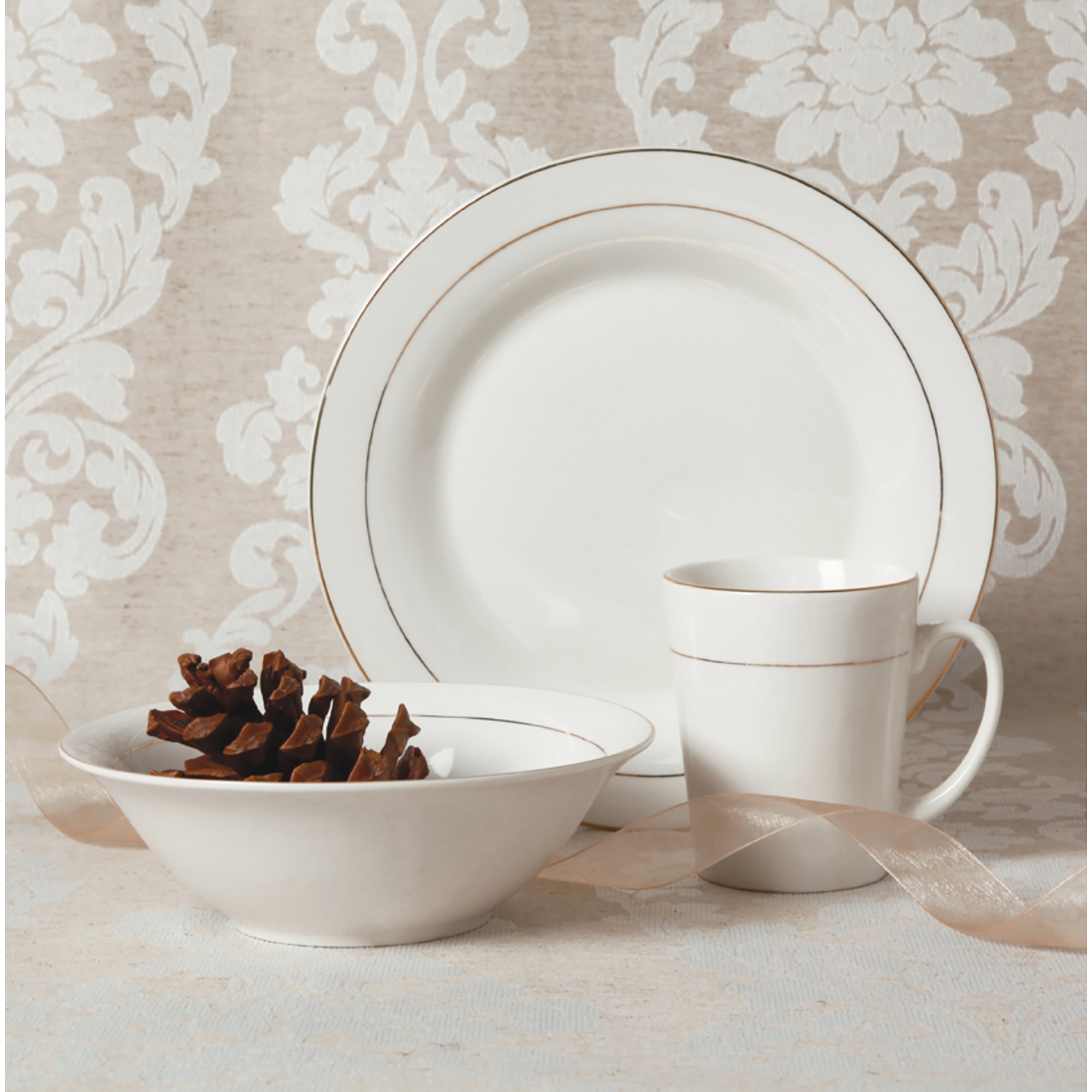 Gibson Home Tuxedo Deluxe 12 Piece Dinnerware Set