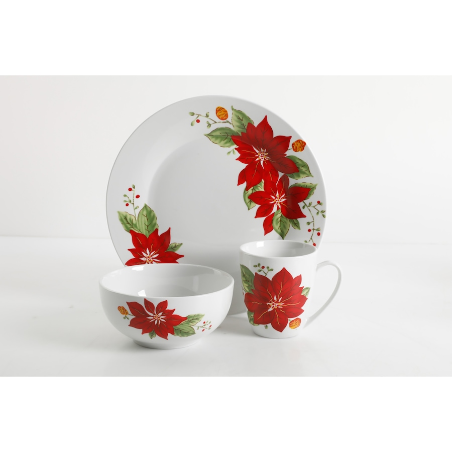 Image 715187.jpg, Product 715-187 / Price $44.99, Gibson Home Holiday Poinsettia 12-Piece Dinnerware Set from Gibson Dinnerware on TSC.ca's Kitchen department