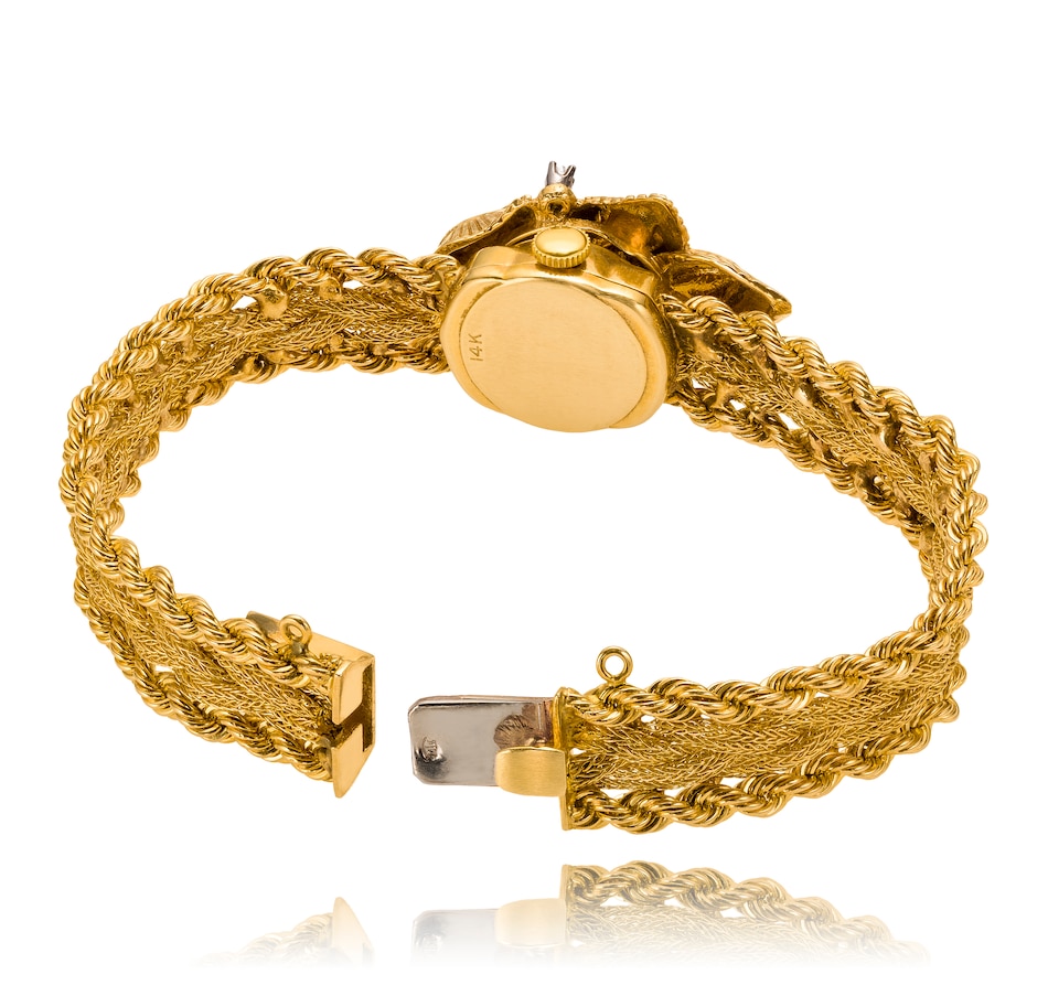 Image 715337_ALTMORE3.jpg, Product 715-337 / Price $3,295.00, Estate Originals 14KT Yellow Gold AMARYLLIS 21 JEWELS INCABLOC Swiss Made Dress Watch with Diamond-Set Cover from Estate Originals on TSC.ca's Jewellery department