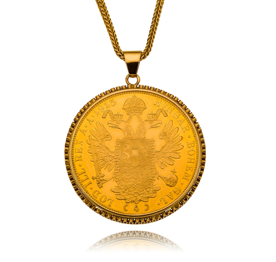 Estate Originals Custom Made 14KT Yellow Gold Pendant with 23KT Austrian  1915 4 Ducat Coin and 18KT Yellow Gold Chain - TSC.ca