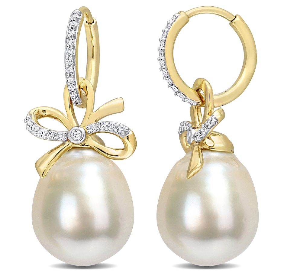 Image 715395.jpg, Product 715-395 / Price $1,669.99, AMOUR Pearls 14K Yellow Gold 12-12.5mm Cultured Golden South Sea Pearl & Diamond Earrings from Amour Pearls on TSC.ca's Jewellery department