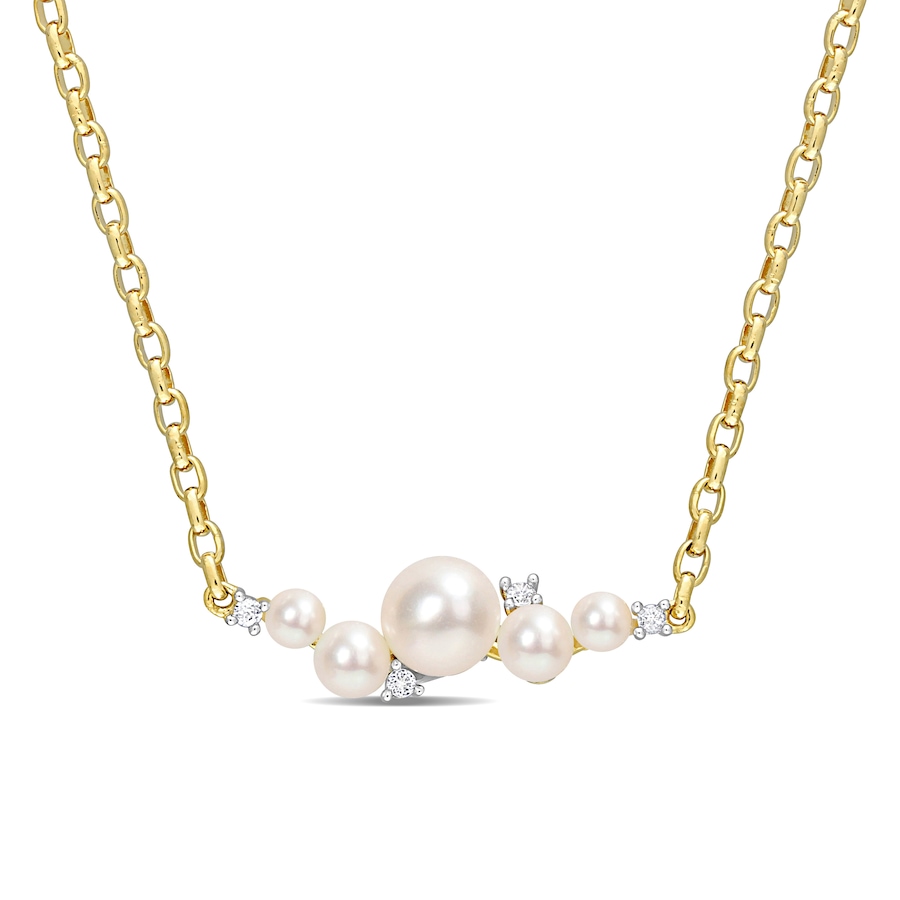 Image 715397.jpg, Product 715-397 / Price $209.99, AMOUR Pearls Sterling Silver & 18K Yellow Gold Plate 3-6.5mm Cultured Freshwater Pearl & White Topaz Necklace from Amour Pearls on TSC.ca's Jewellery department