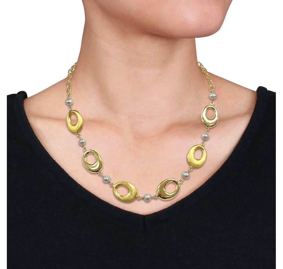 Image 715401_ALTMORE2.jpg, Product 715-401 / Price $251.99, AMOUR Pearls Sterling Silver & 18K Yellow Gold Plate 6-7mm Cultured Freshwater Pearl Station Necklace from Amour Pearls on TSC.ca's Jewellery department