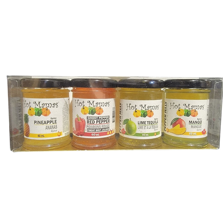 Image 715587.jpg, Product 715-587 / Price $24.99, Hot Mamas Pepper Jelly Taster 4-Pack from Hot Mama’s Foods on TSC.ca's Kitchen department