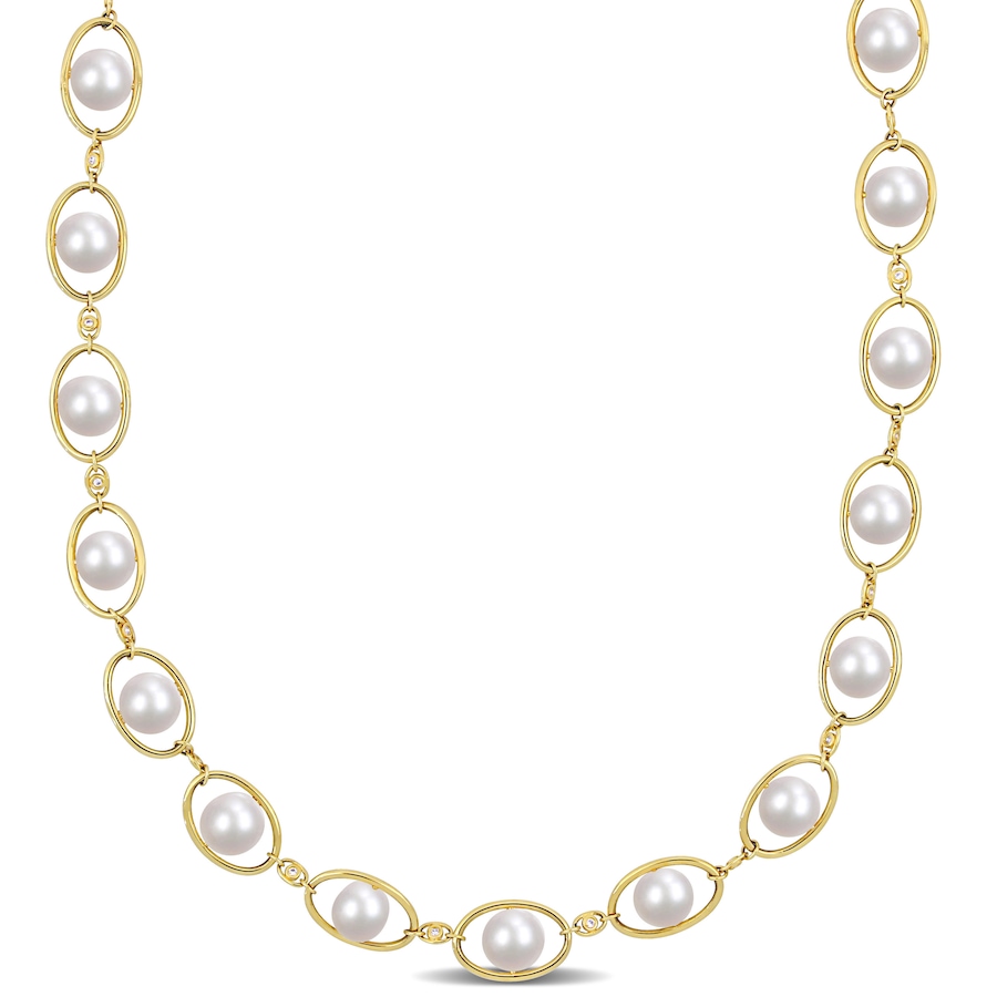 Image 715597.jpg, Product 715-597 / Price $269.99, AMOUR Pearls Sterling Silver & 18K Yellow Gold Plate 8-8.5mm Cultured Freshwater Pearl & Cubic Zirconia Necklace from Amour Pearls on TSC.ca's Jewellery department