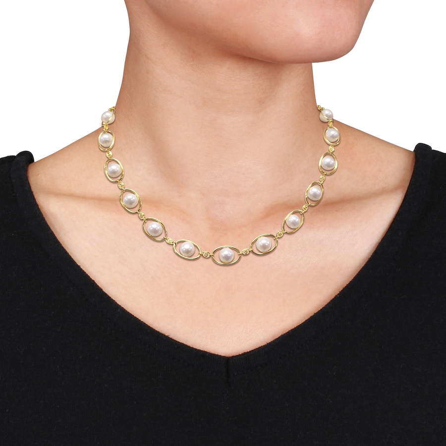 Image 715597_ALTMORE2.jpg, Product 715-597 / Price $269.99, AMOUR Pearls Sterling Silver & 18K Yellow Gold Plate 8-8.5mm Cultured Freshwater Pearl & Cubic Zirconia Necklace from Amour Pearls on TSC.ca's Jewellery department