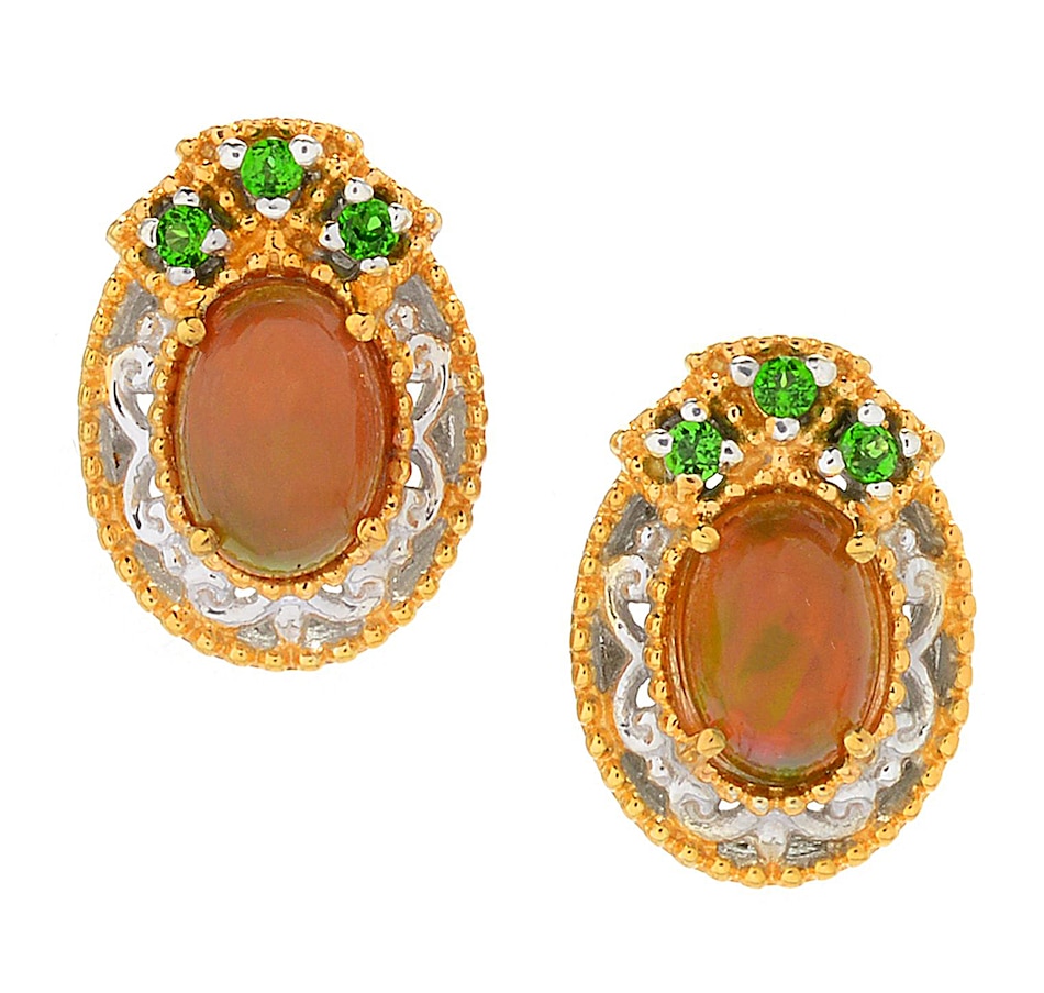 Image 715613.jpg, Product 715-613 / Price $129.99, Gems en Vogue Palladium Silver Chocolate Ethiopian Opal and Chrome Diopside Stud Earrings from Gems En Vogue on TSC.ca's Jewellery department