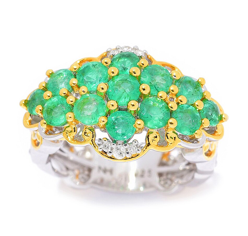 Image 715648.jpg, Product 715-648 / Price $472.99, Gems en Vogue Palladium Silver Belmont Emerald and Diamond Cluster Ring from Gems En Vogue on TSC.ca's Jewellery department