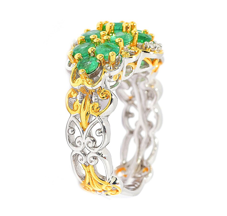 Image 715648_ALTMORE1.jpg, Product 715-648 / Price $472.99, Gems en Vogue Palladium Silver Belmont Emerald and Diamond Cluster Ring from Gems En Vogue on TSC.ca's Jewellery department