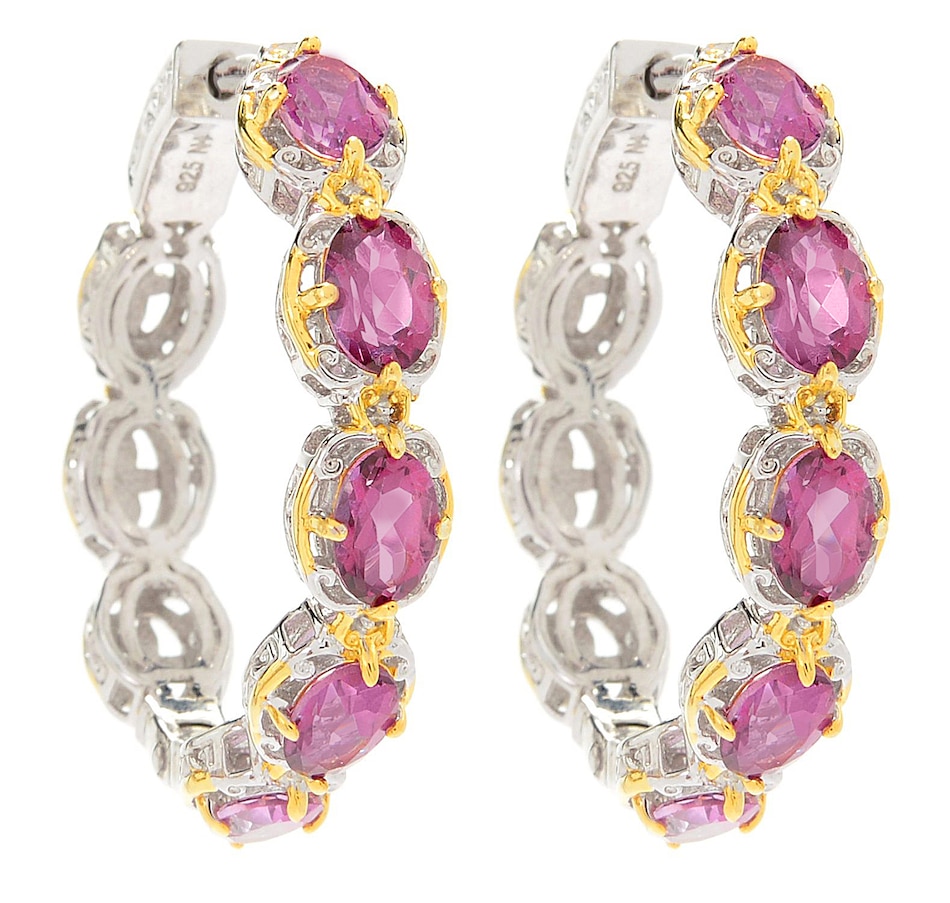 Jewellery Earrings Hoop & Huggie Earrings Gems en Vogue Palladium Silver Fuchsia Pink