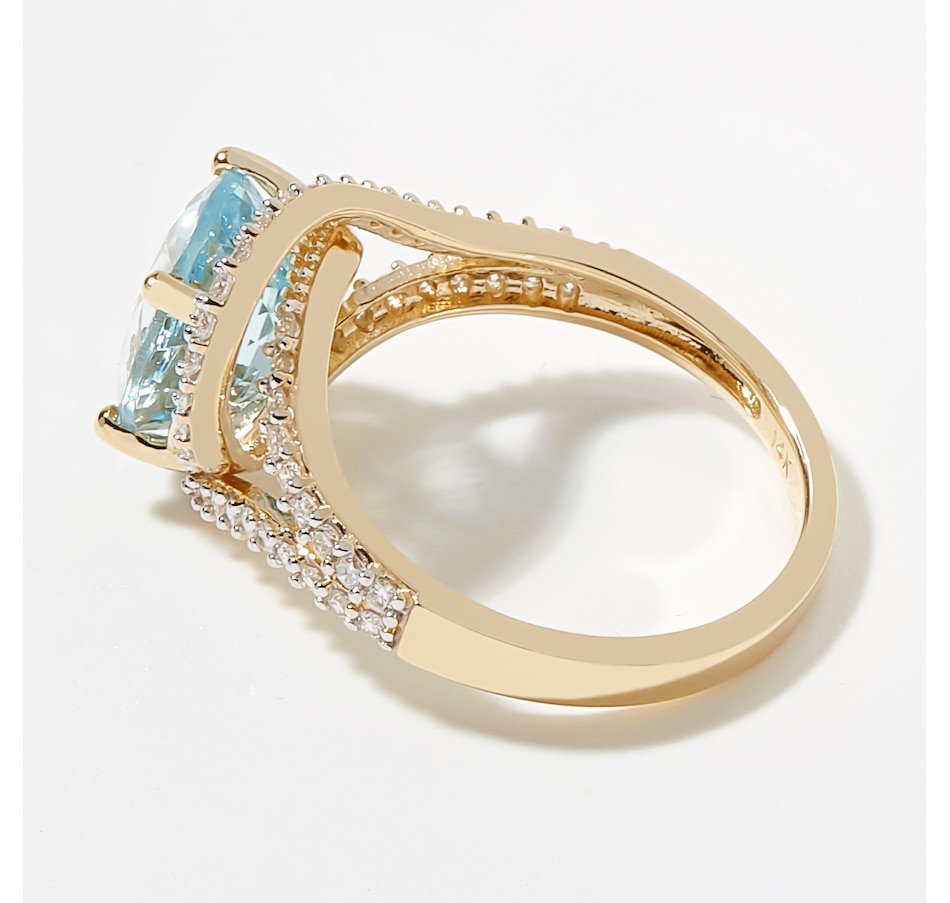 Image 715702_ALTMORE1.jpg, Product 715-702 / Price $3,149.99, 14K Yellow Gold Oval Aquamarine & Diamond Swirl Ring from The Vault on TSC.ca's Jewellery department
