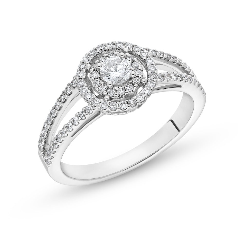 Image 715722.jpg, Product 715-722 / Price $2,149.99, Canadian Dreams 14K White Gold 0.55 ctw Canadian Diamond Double Halo Ring from Canadian Dreams on TSC.ca's Jewellery department