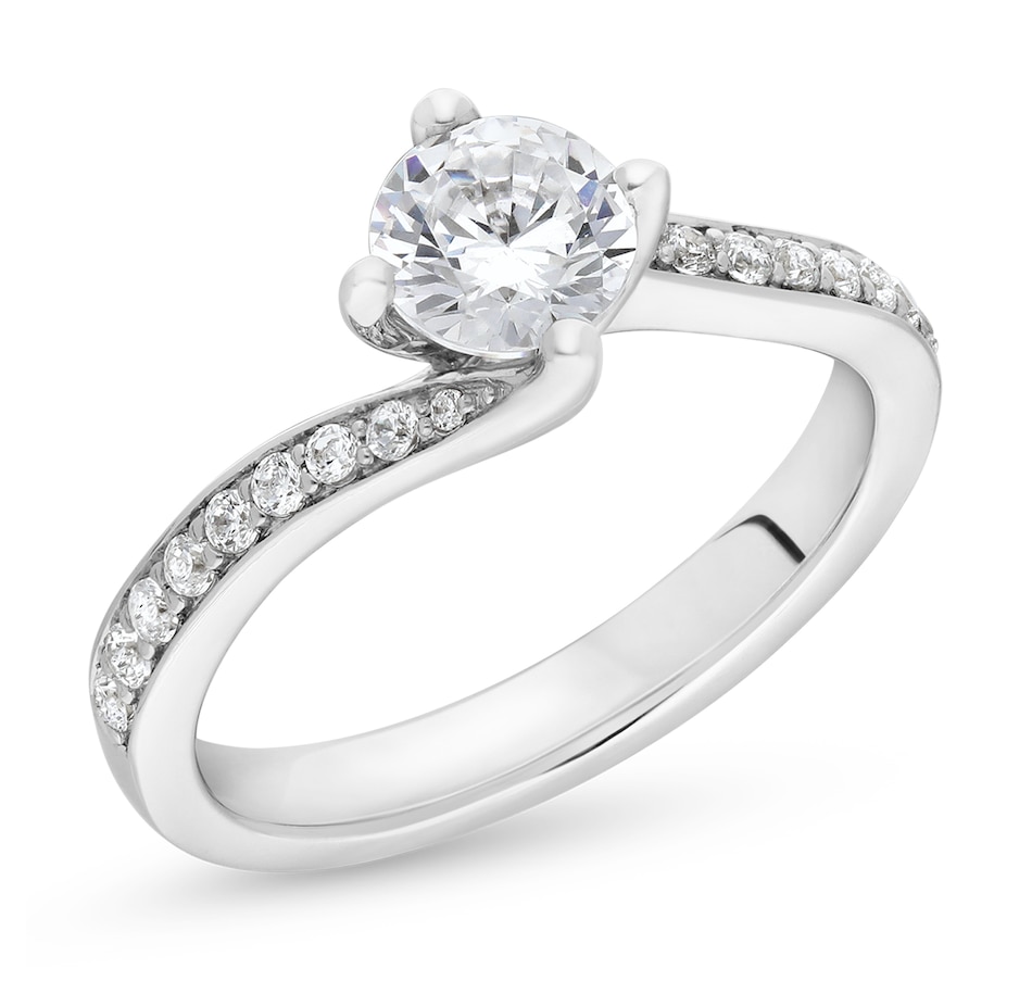 Image 715723.jpg, Product 715-723 / Price $2,624.99, Canadian Dreams 14K White Gold 0.45 ctw Canadian Diamond Solataire Bypass Halo Ring from Canadian Dreams on TSC.ca's Jewellery department