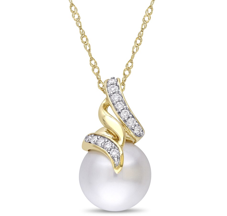 Image 715775_YGL.jpg, Product 715-775 / Price $799.99, 14K Gold 9.5-10mm South Sea Cultured Pearl & Diamond Pendant with Chain from The Vault on TSC.ca's Jewellery department