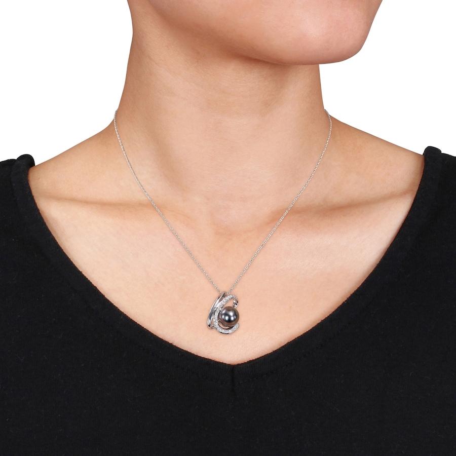 Image 715776_ALTMORE2.jpg, Product 715-776 / Price $916.00, 10K White Gold 9-9.5mm Black Tahitian Pearl & Diamond Pendant with Chain from The Vault on TSC.ca's Jewellery department