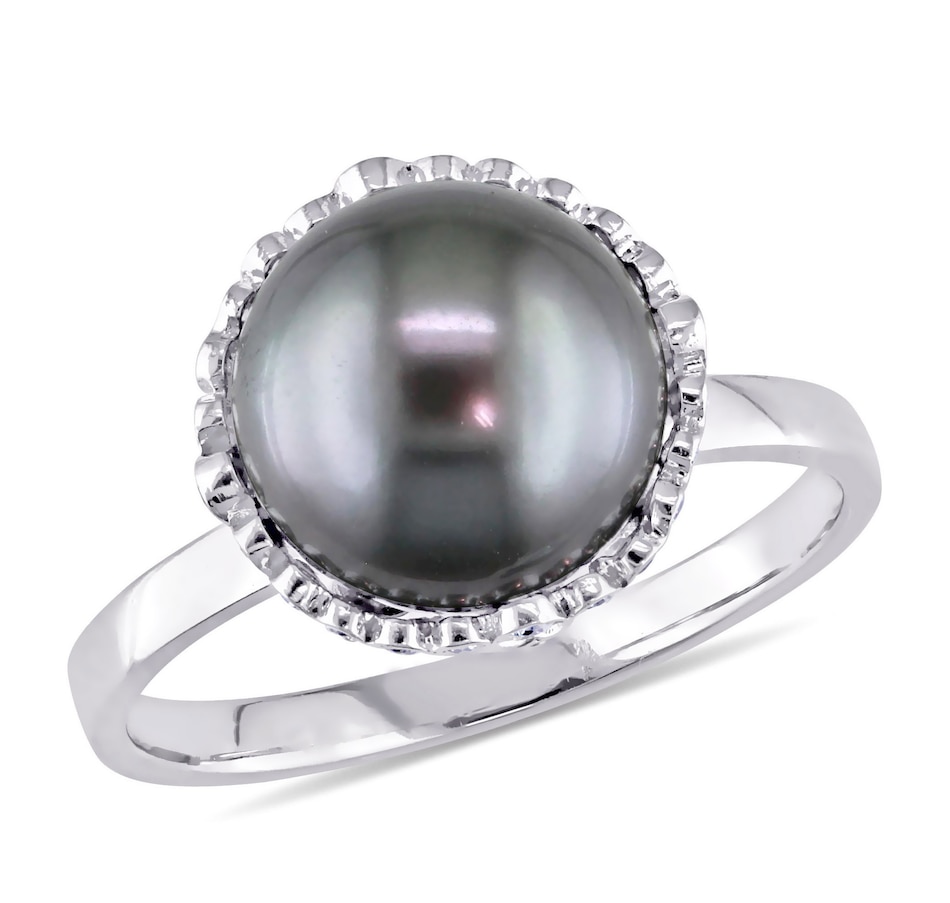 Image 715780.jpg, Product 715-780 / Price $1,499.99, 14K White Gold 9-9.5mm Black Tahitian Pearl & Diamond Cocktail Ring from The Vault on TSC.ca's Jewellery department